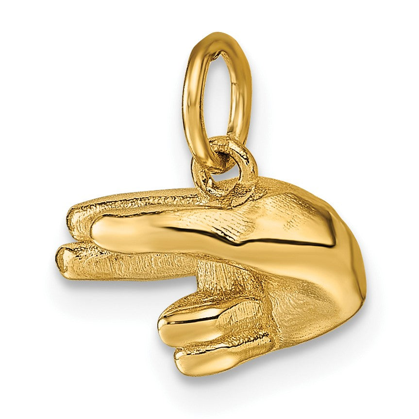 14K American Sign Language Alphabet Fingerspelling Sign H Pendant