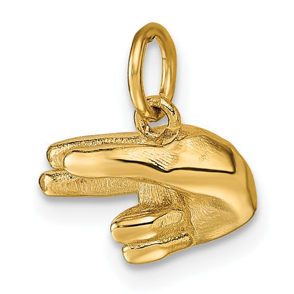 14K American Sign Language Alphabet Fingerspelling Sign H Pendant