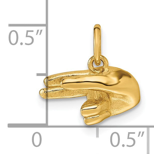 14K American Sign Language Alphabet Fingerspelling Sign H Pendant