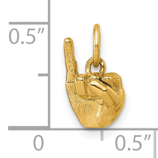 14K American Sign Language Alphabet Fingerspelling Sign I Pendant