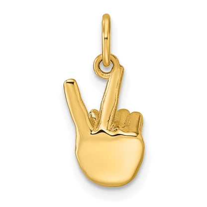 14K American Sign Language Alphabet Fingerspelling Sign K Pendant