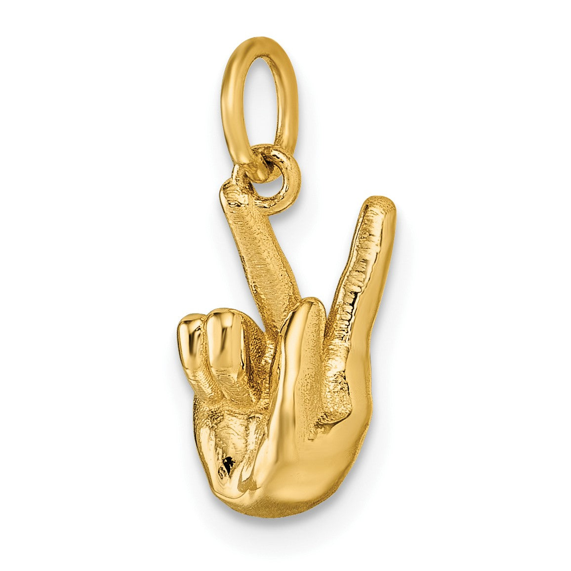14K American Sign Language Alphabet Fingerspelling Sign K Pendant