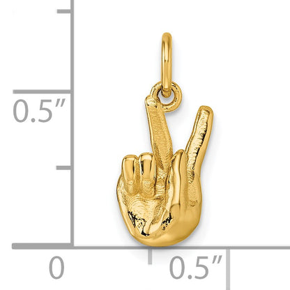 14K American Sign Language Alphabet Fingerspelling Sign K Pendant
