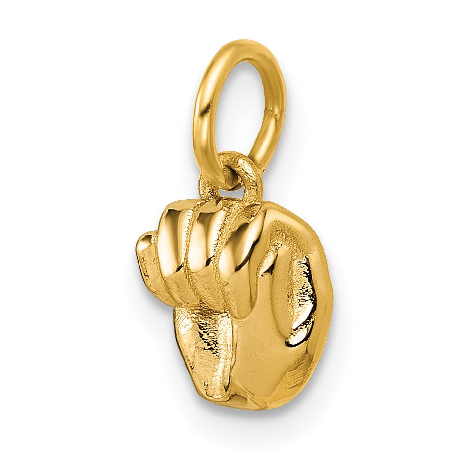 14K American Sign Language Alphabet Fingerspelling Sign M Pendant