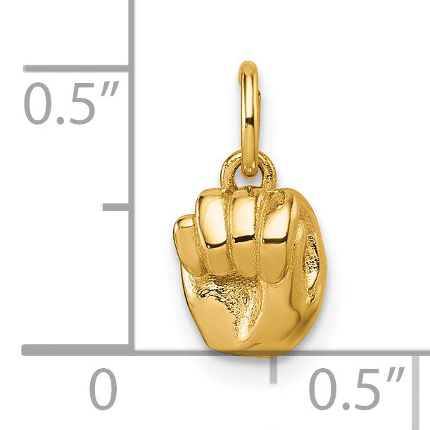 14K American Sign Language Alphabet Fingerspelling Sign M Pendant