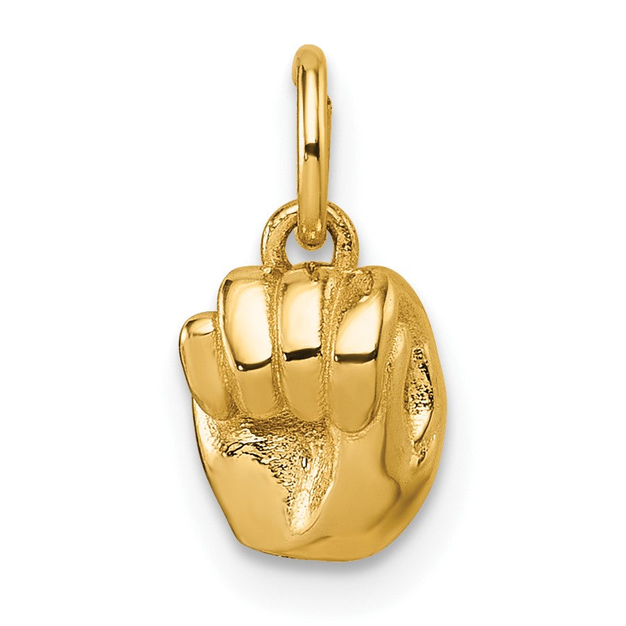 14K American Sign Language Alphabet Fingerspelling Sign M Pendant