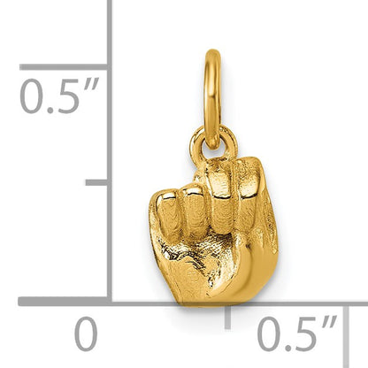14K American Sign Language Alphabet Fingerspelling Sign N Pendant