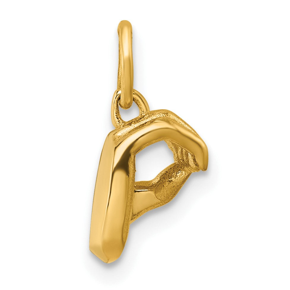 14K American Sign Language Alphabet Fingerspelling Sign O Pendant