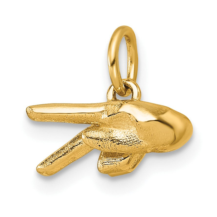 14K American Sign Language Alphabet Fingerspelling Sign P Pendant