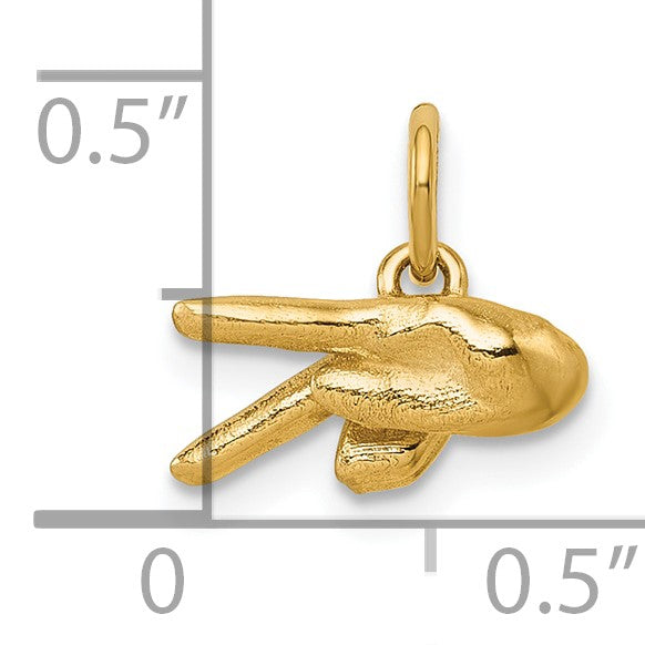 14K American Sign Language Alphabet Fingerspelling Sign P Pendant