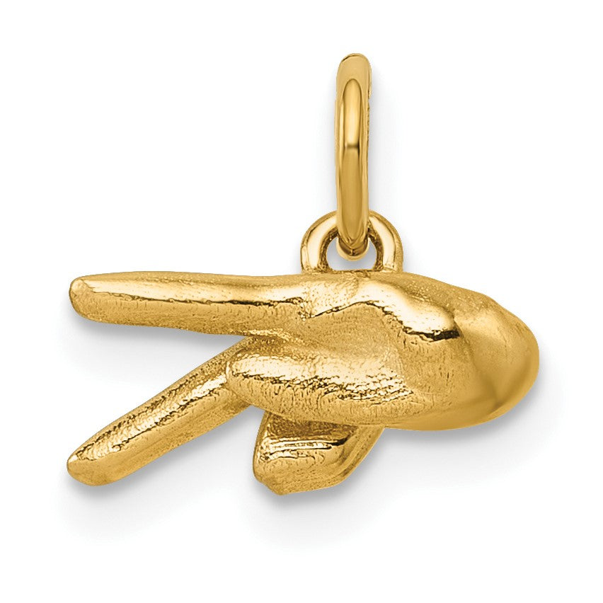 14K American Sign Language Alphabet Fingerspelling Sign P Pendant