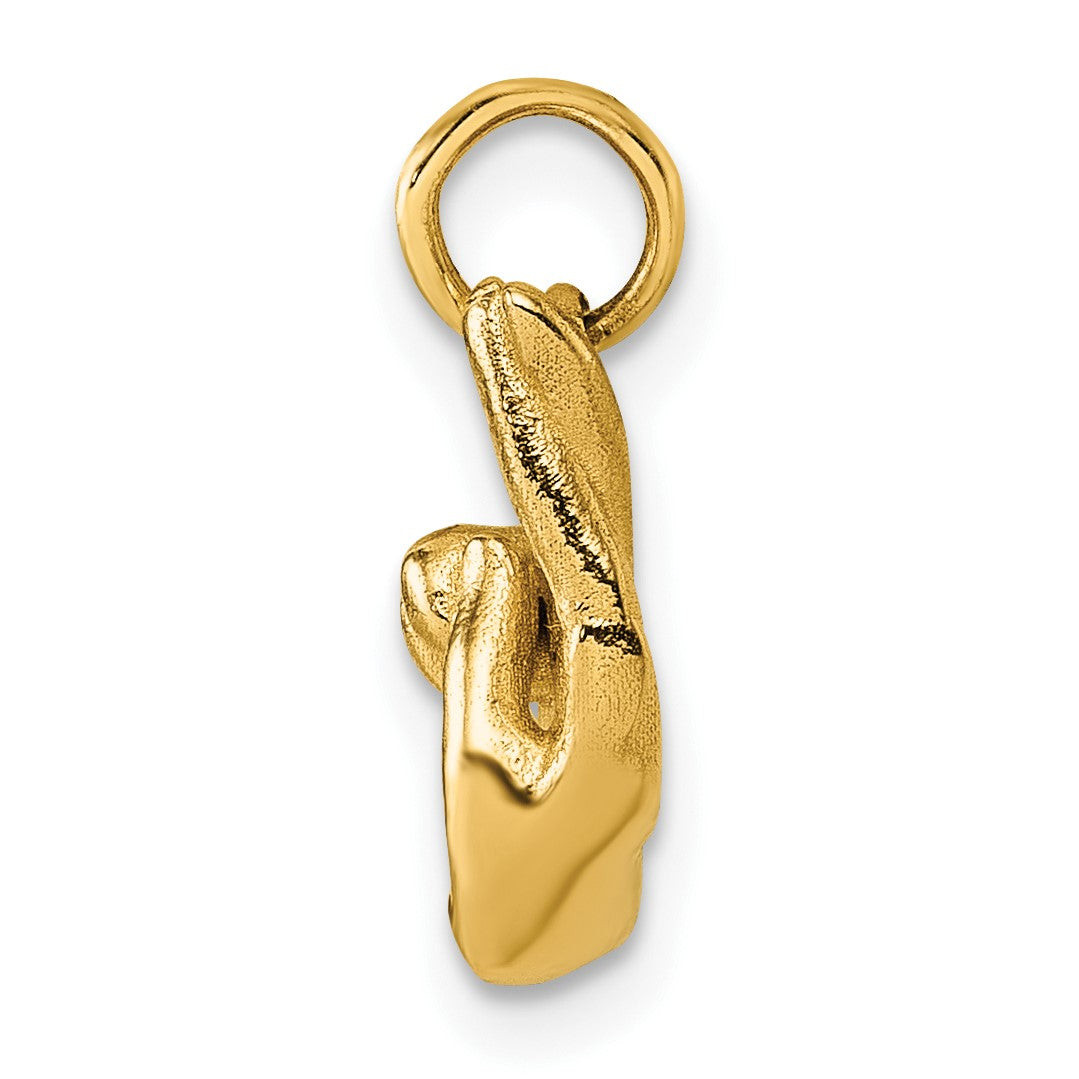 14K American Sign Language Alphabet Fingerspelling Sign R Pendant