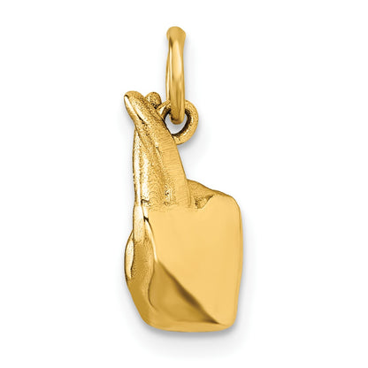 14K American Sign Language Alphabet Fingerspelling Sign R Pendant