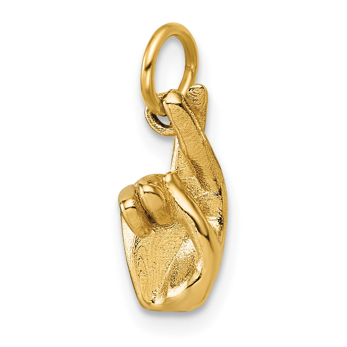 14K American Sign Language Alphabet Fingerspelling Sign R Pendant
