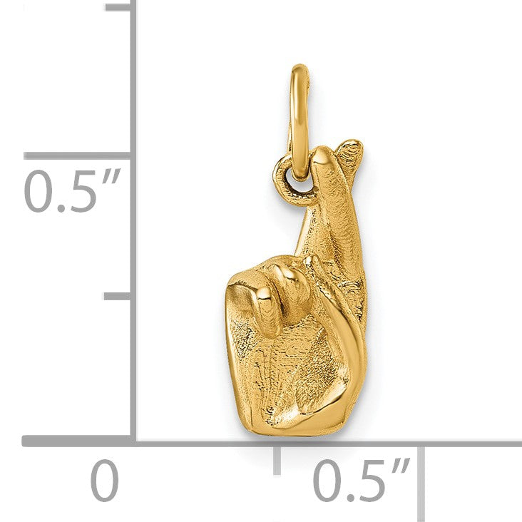 14K American Sign Language Alphabet Fingerspelling Sign R Pendant