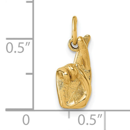 14K American Sign Language Alphabet Fingerspelling Sign R Pendant