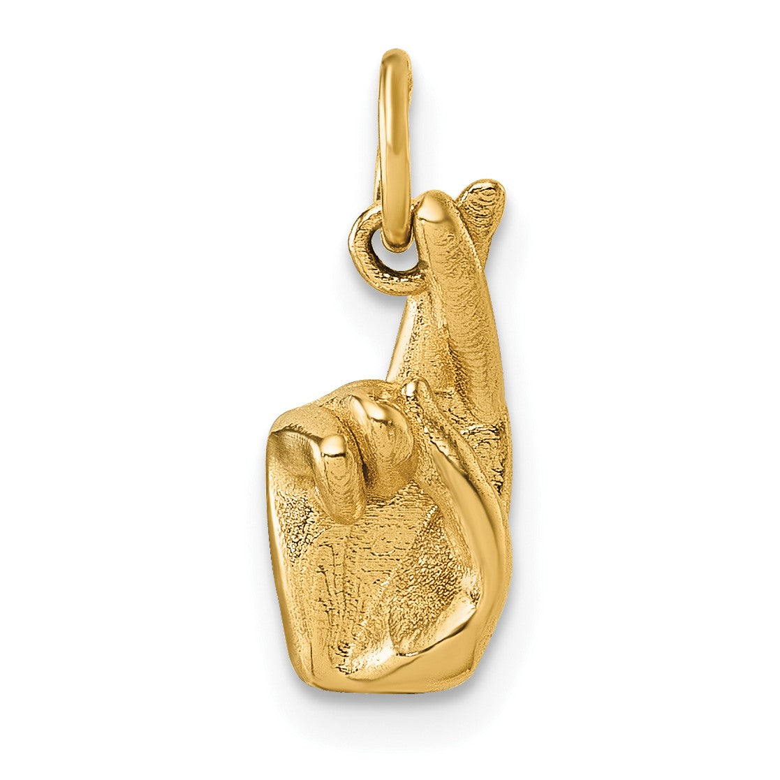 14K American Sign Language Alphabet Fingerspelling Sign R Pendant