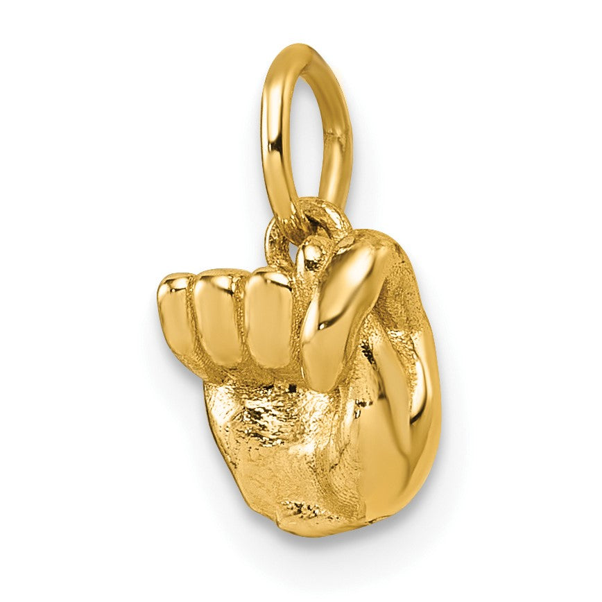 14K American Sign Language Alphabet Fingerspelling Sign T Pendant