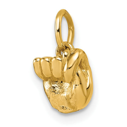 14K American Sign Language Alphabet Fingerspelling Sign T Pendant