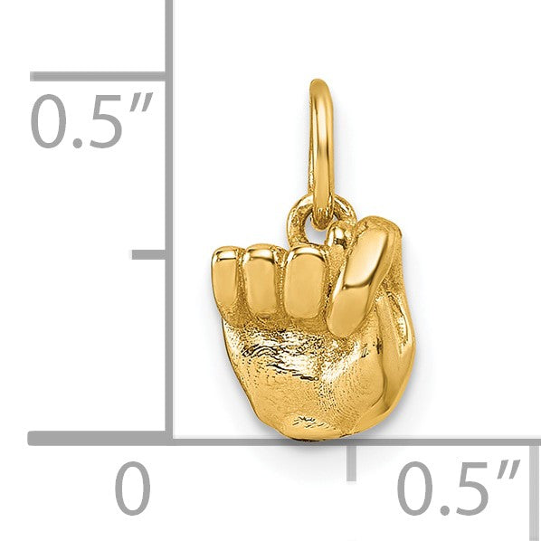 14K American Sign Language Alphabet Fingerspelling Sign T Pendant