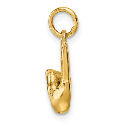 14K American Sign Language Alphabet Fingerspelling Sign U Pendant