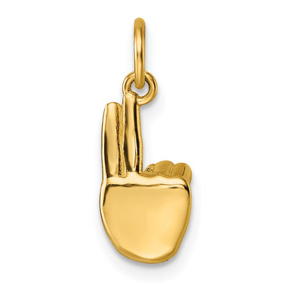 14K American Sign Language Alphabet Fingerspelling Sign U Pendant
