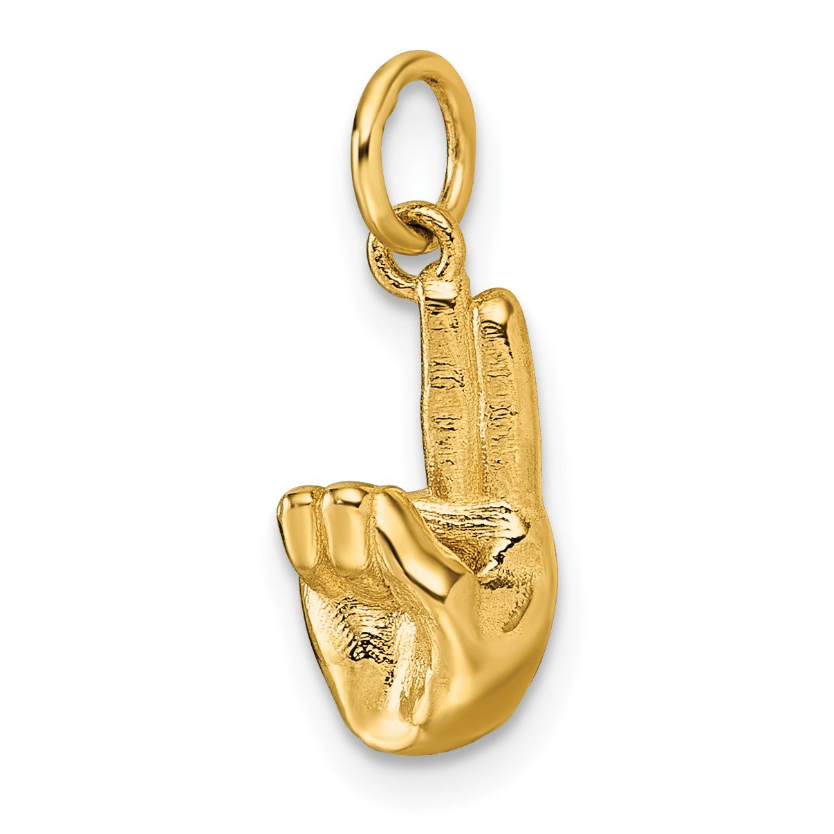 14K American Sign Language Alphabet Fingerspelling Sign U Pendant