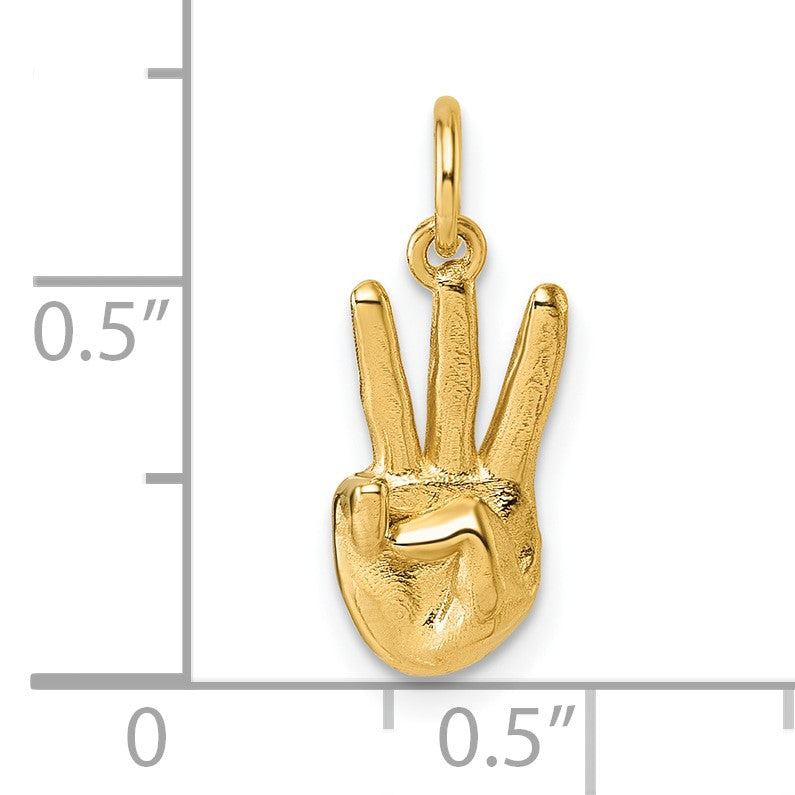 14K American Sign Language Alphabet Fingerspelling Sign W Pendant
