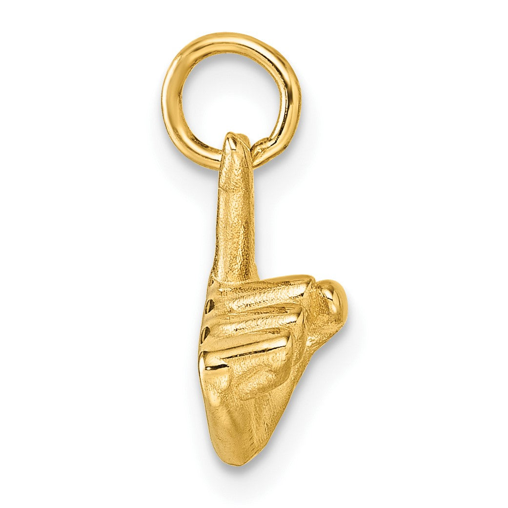 14K American Sign Language Alphabet Fingerspelling Sign Z Pendant