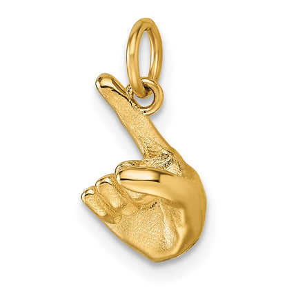 14K American Sign Language Alphabet Fingerspelling Sign Z Pendant