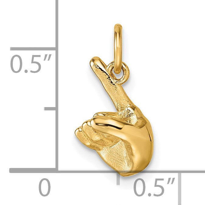 14K American Sign Language Alphabet Fingerspelling Sign Z Pendant