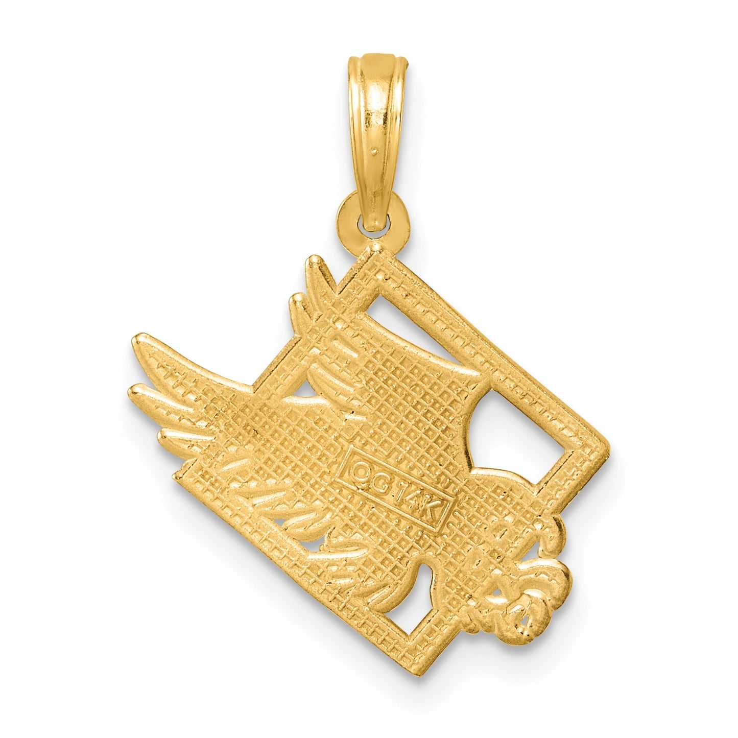14K Polished Eagle in Square Pendant