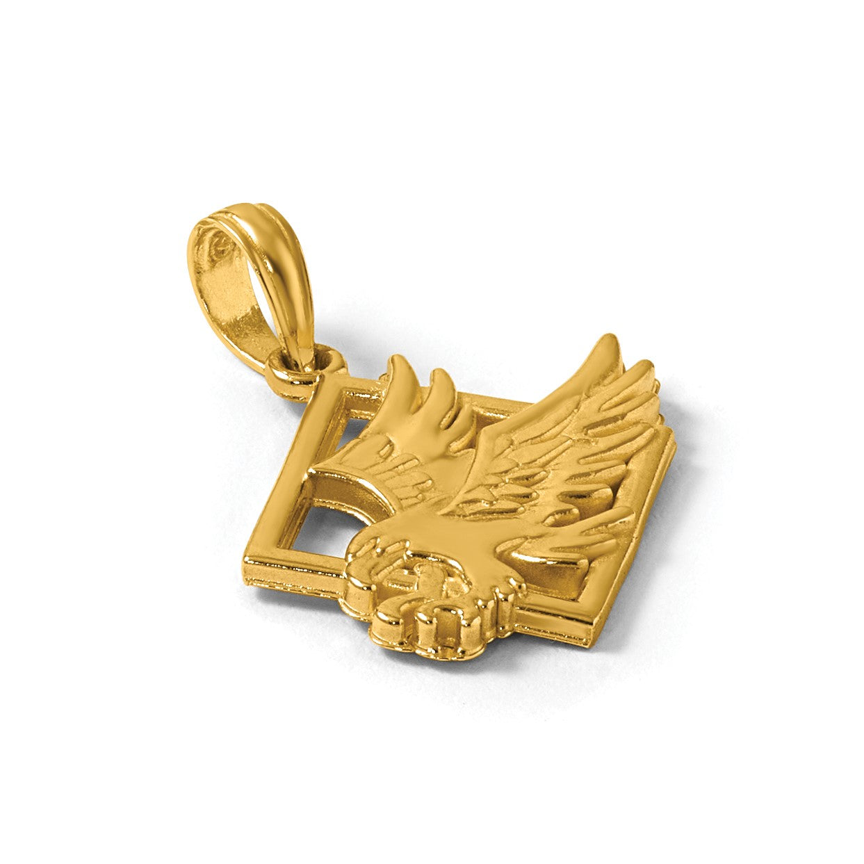 14K Polished Eagle in Square Pendant