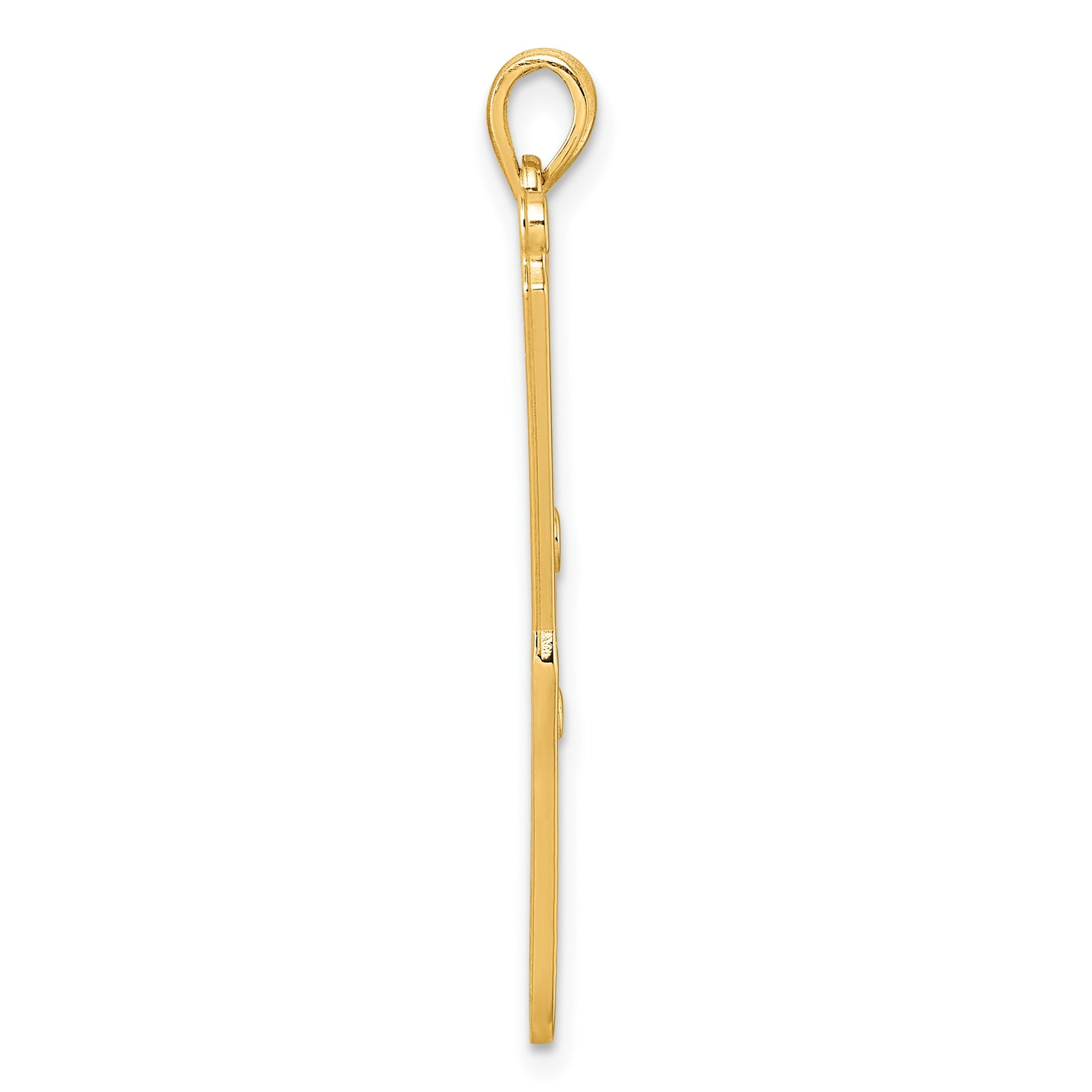 14K Polished Curling Wand Pendant