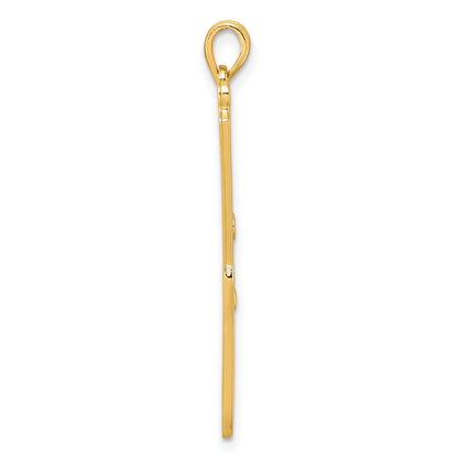 14K Polished Curling Wand Pendant