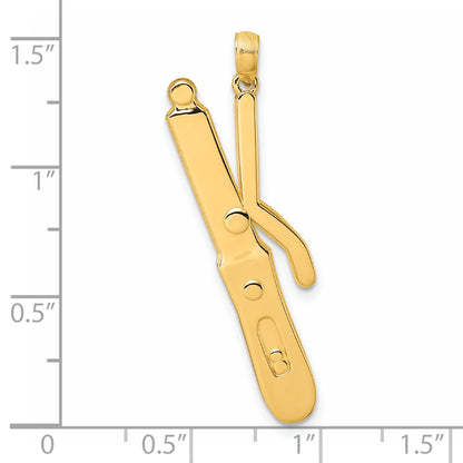 14K Polished Curling Wand Pendant