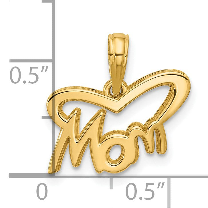 14K Polished MOM Pendant