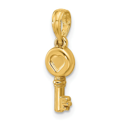 14K Polished Heart Key Pendant