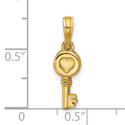 14K Polished Heart Key Pendant