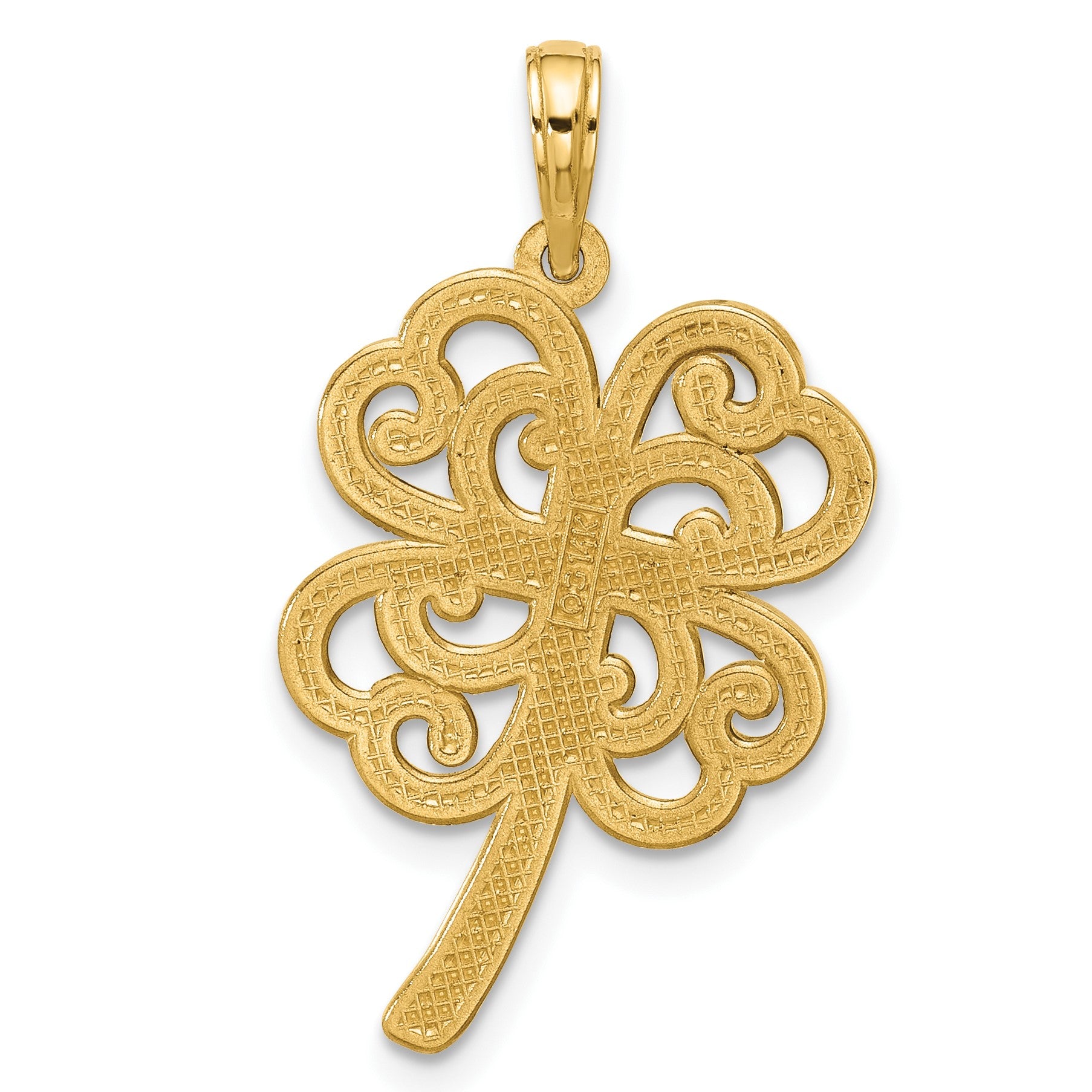 14K Polished Four Leaf Clover Pendant