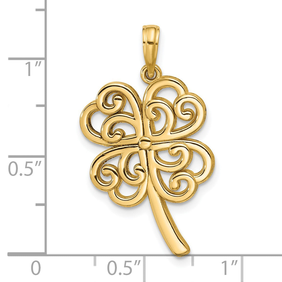 14K Polished Four Leaf Clover Pendant