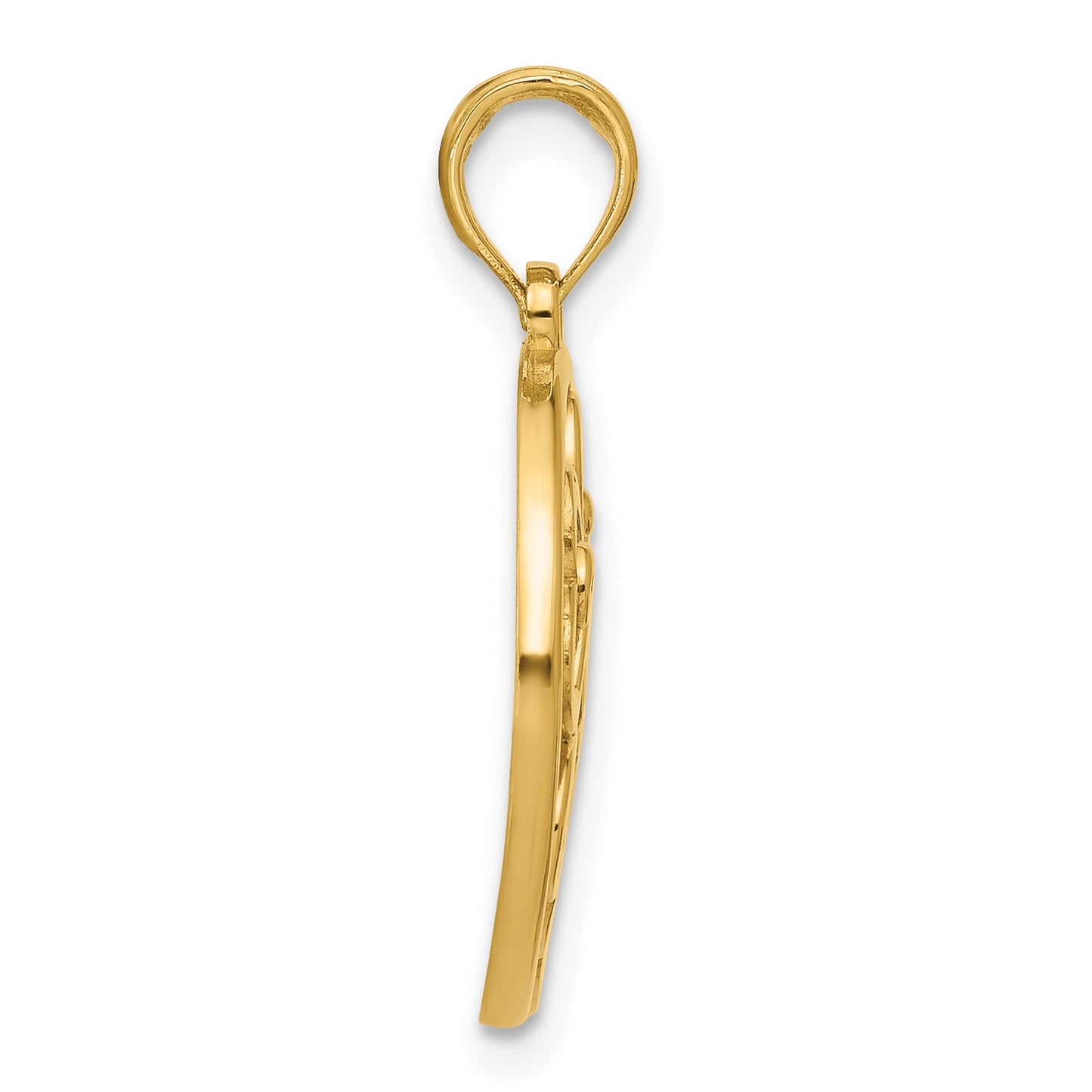 14K Polished Four Leaf Clover in Circle Pendant