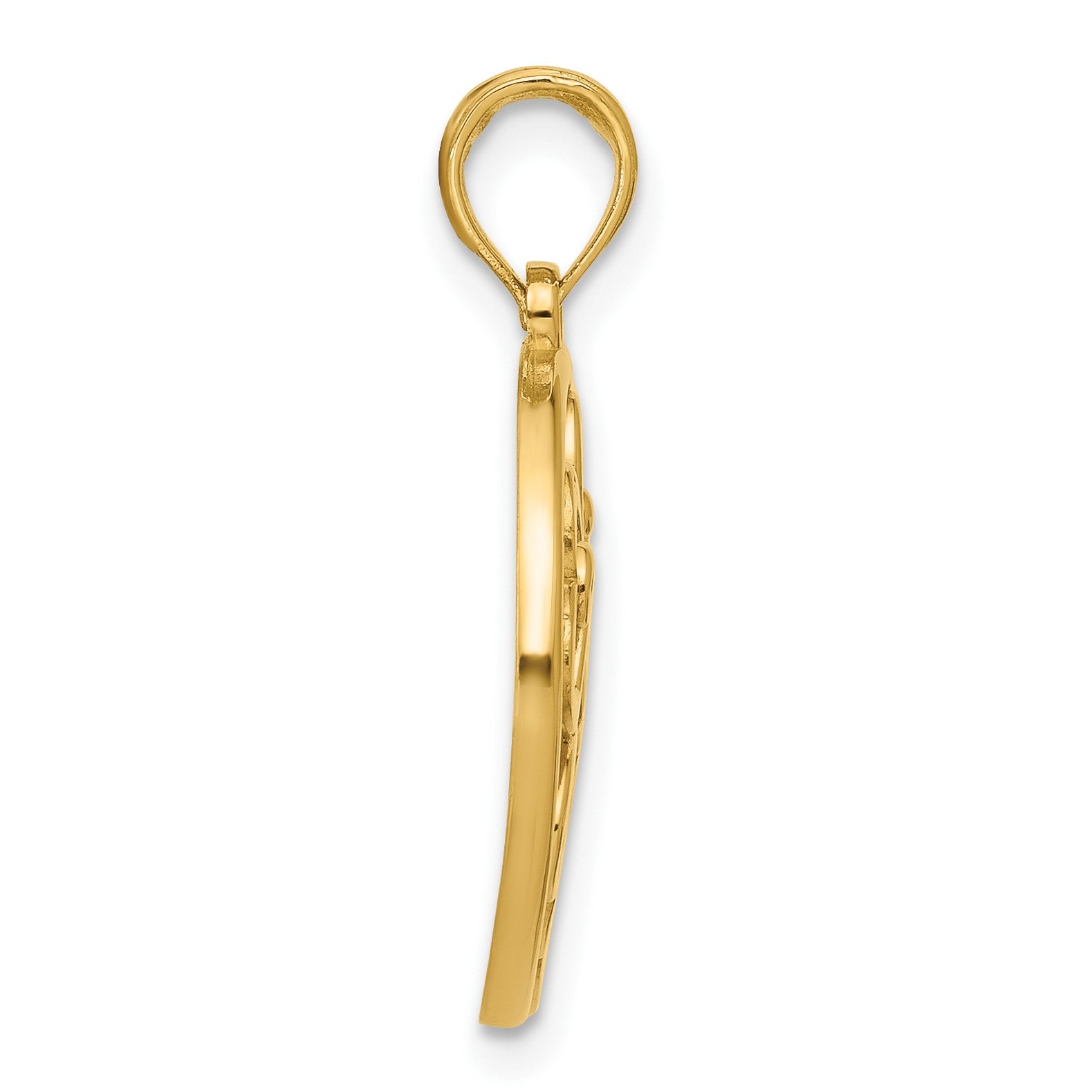 14K Polished Four Leaf Clover in Circle Pendant