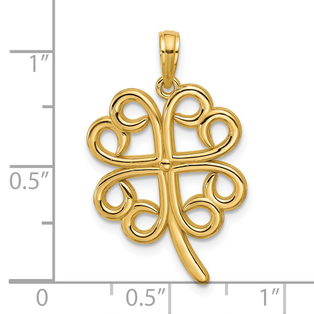 14K Polished Four Leaf Clover Pendant