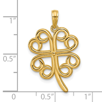 14K Polished Four Leaf Clover Pendant