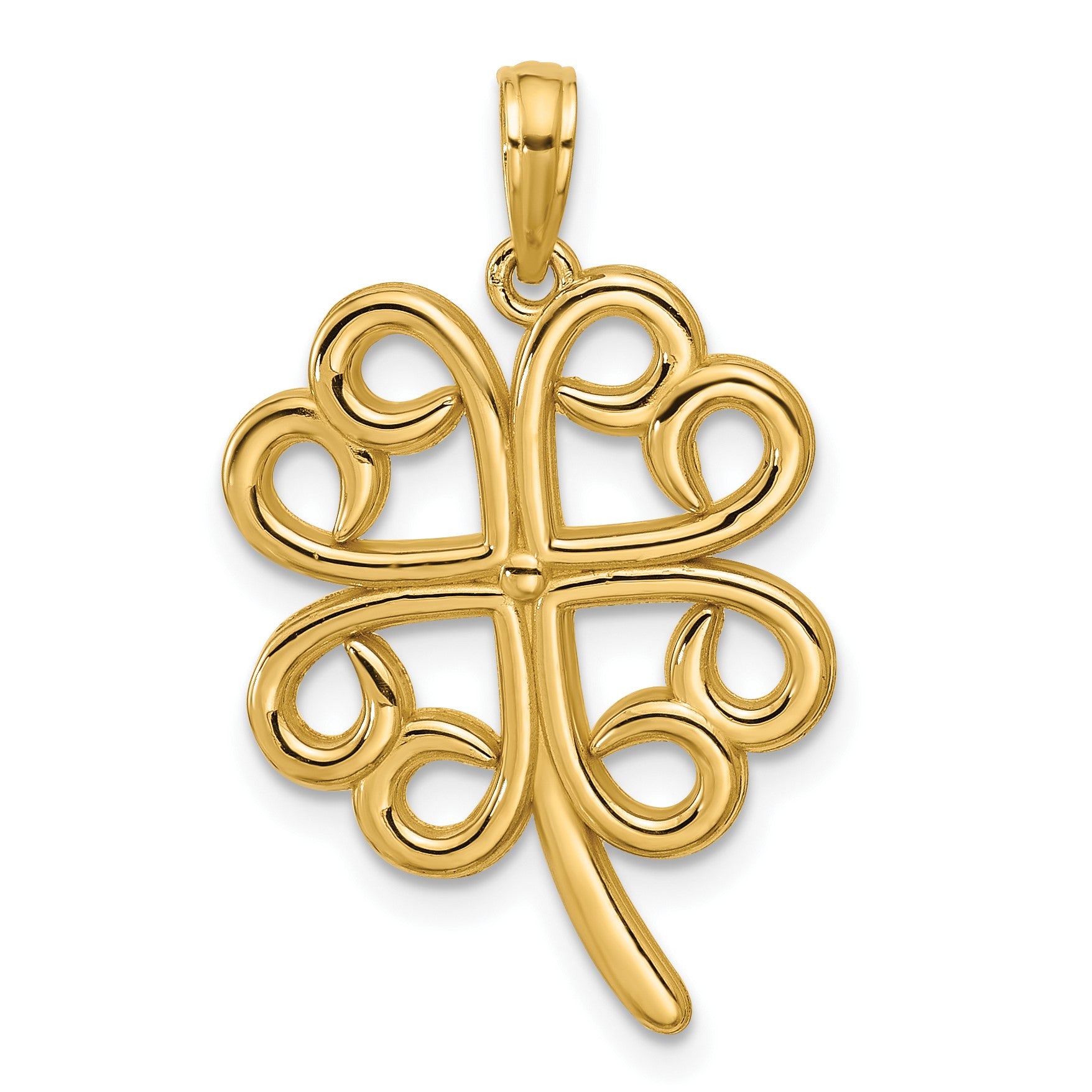 14K Polished Four Leaf Clover Pendant