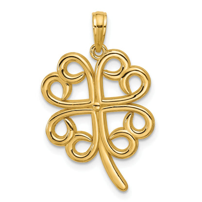 14K Polished Four Leaf Clover Pendant