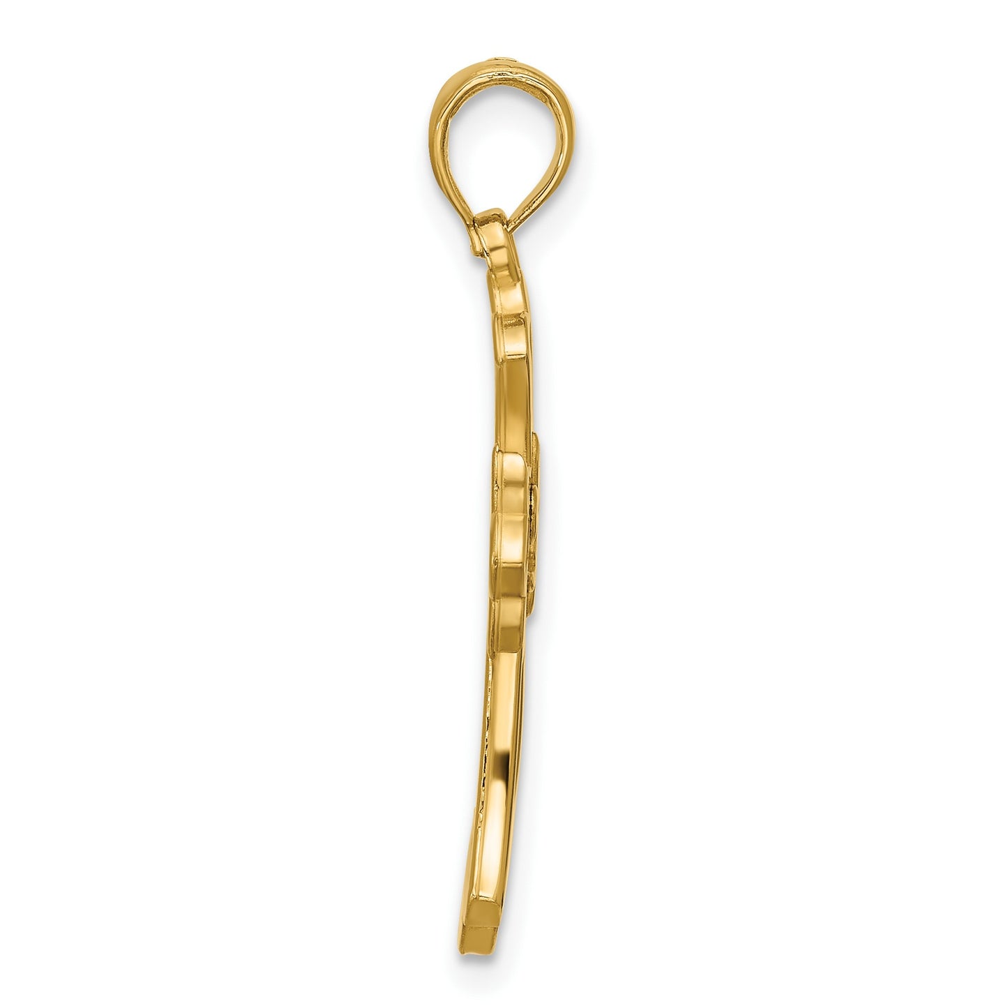 14K Polished Fleur De Lis Cross Pendant