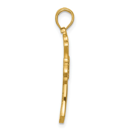 14K Polished Fleur De Lis Cross Pendant