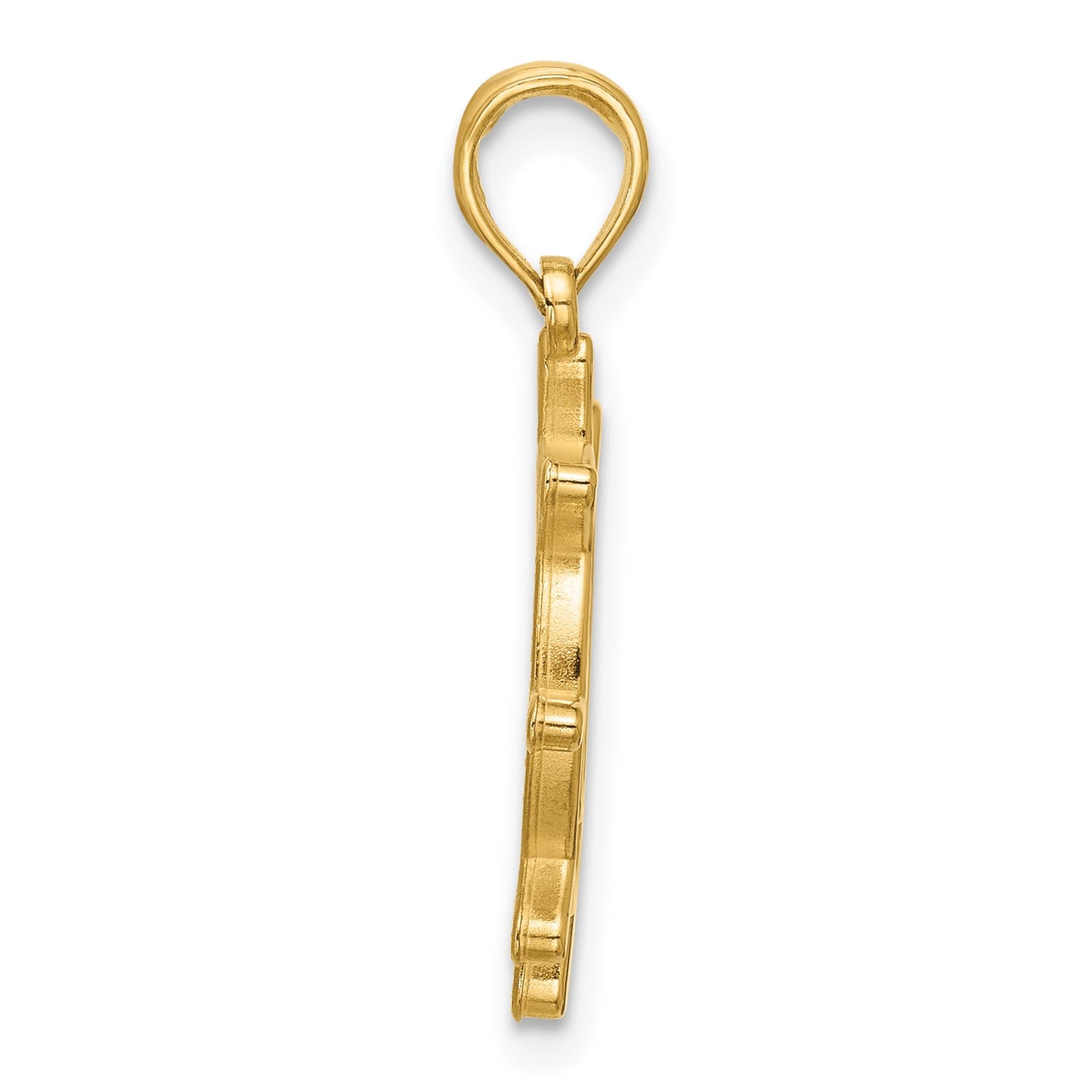 14K Polished Turtle in Ships Wheel Pendant